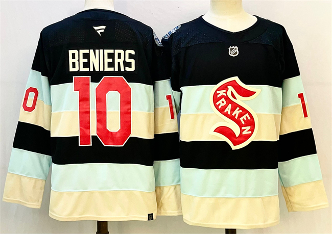 Men's Seattle Kraken #10 Matty Beniers Deep Sea Blue Winter Classic Stitched Hockey Jersey